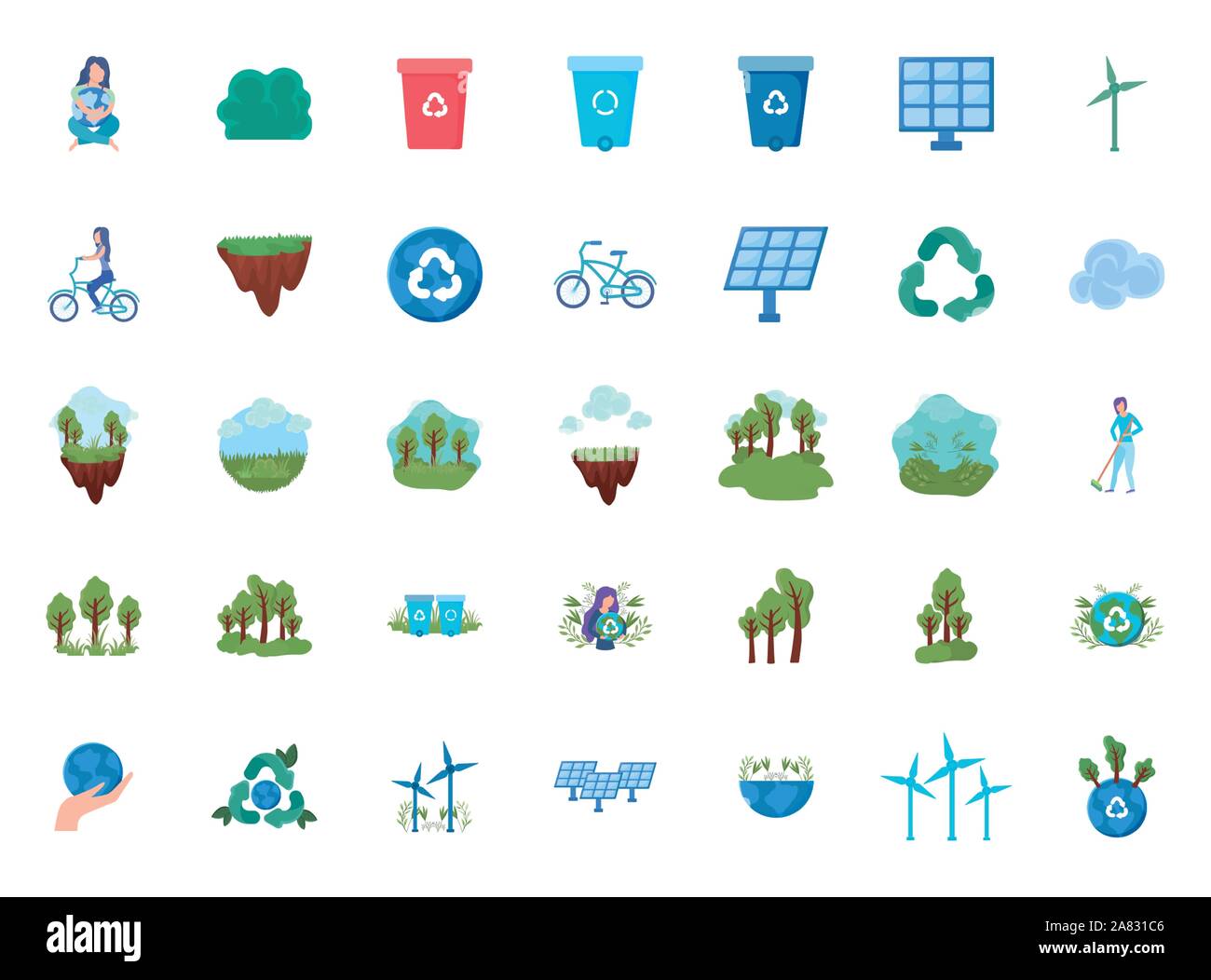 set of icons renewable energy on white background vector illustration ...