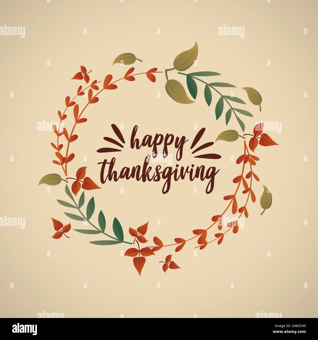 card with label happy thanksgiving and autumn leaves vector ...