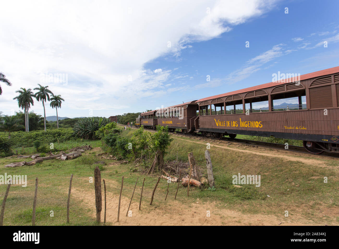 Trinidad, Cuba - January 2, 2016: train to the slave watch tower in the Valle de los Ingenios near Trinidad, Cuba Stock Photo