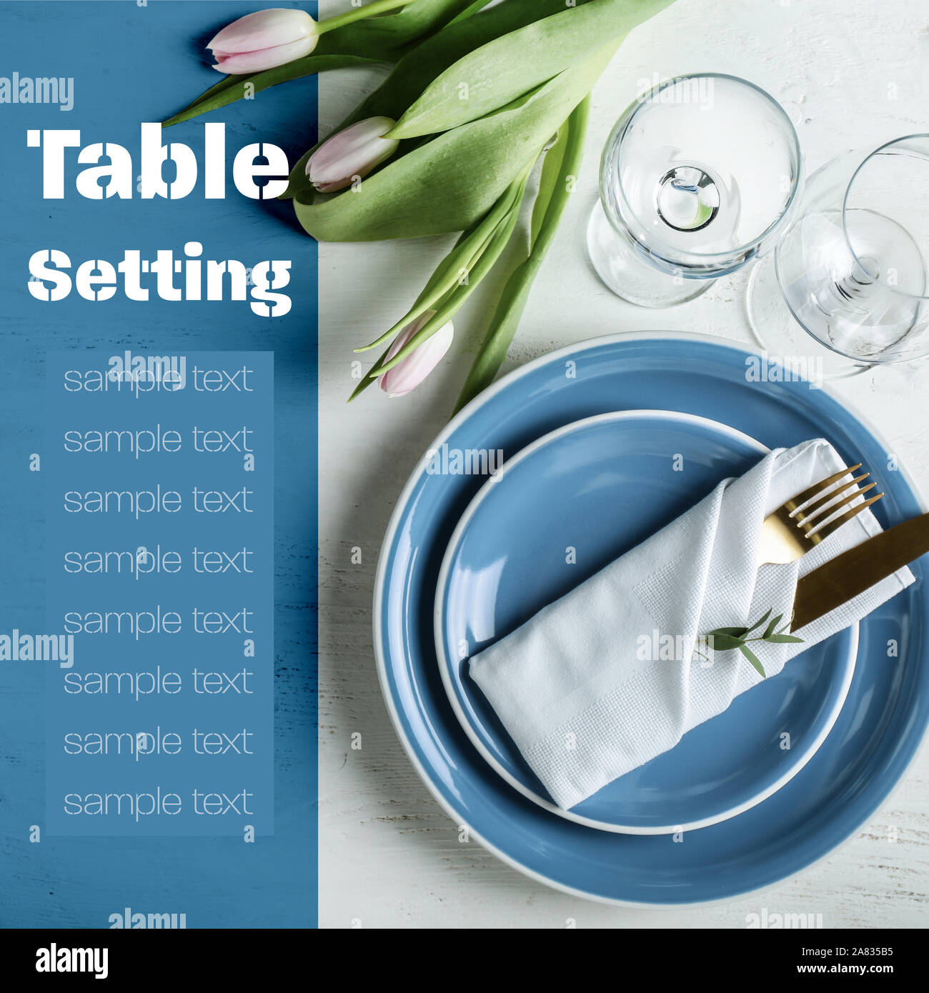 Simple table setting with space for text Stock Photo - Alamy