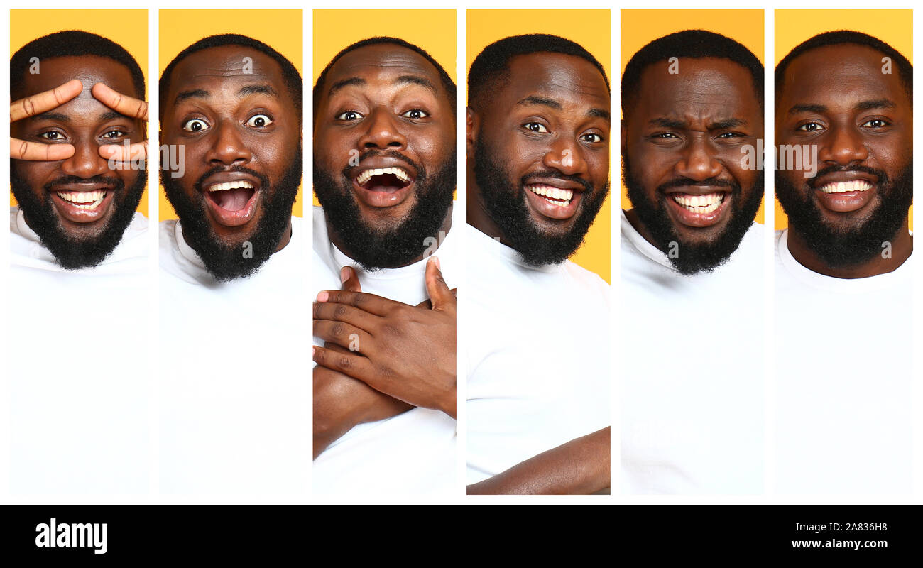 Collage of photos with young African-American man Stock Photo