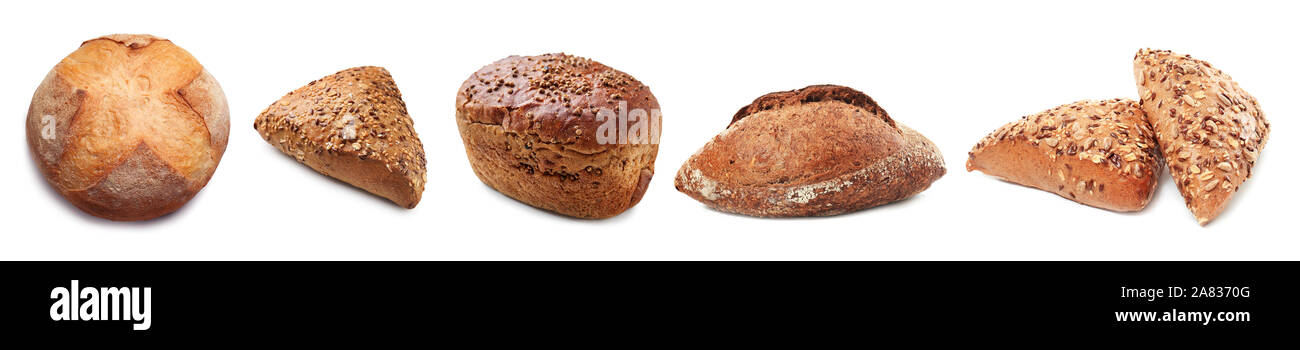 Fresh bakery products on white background Stock Photo - Alamy