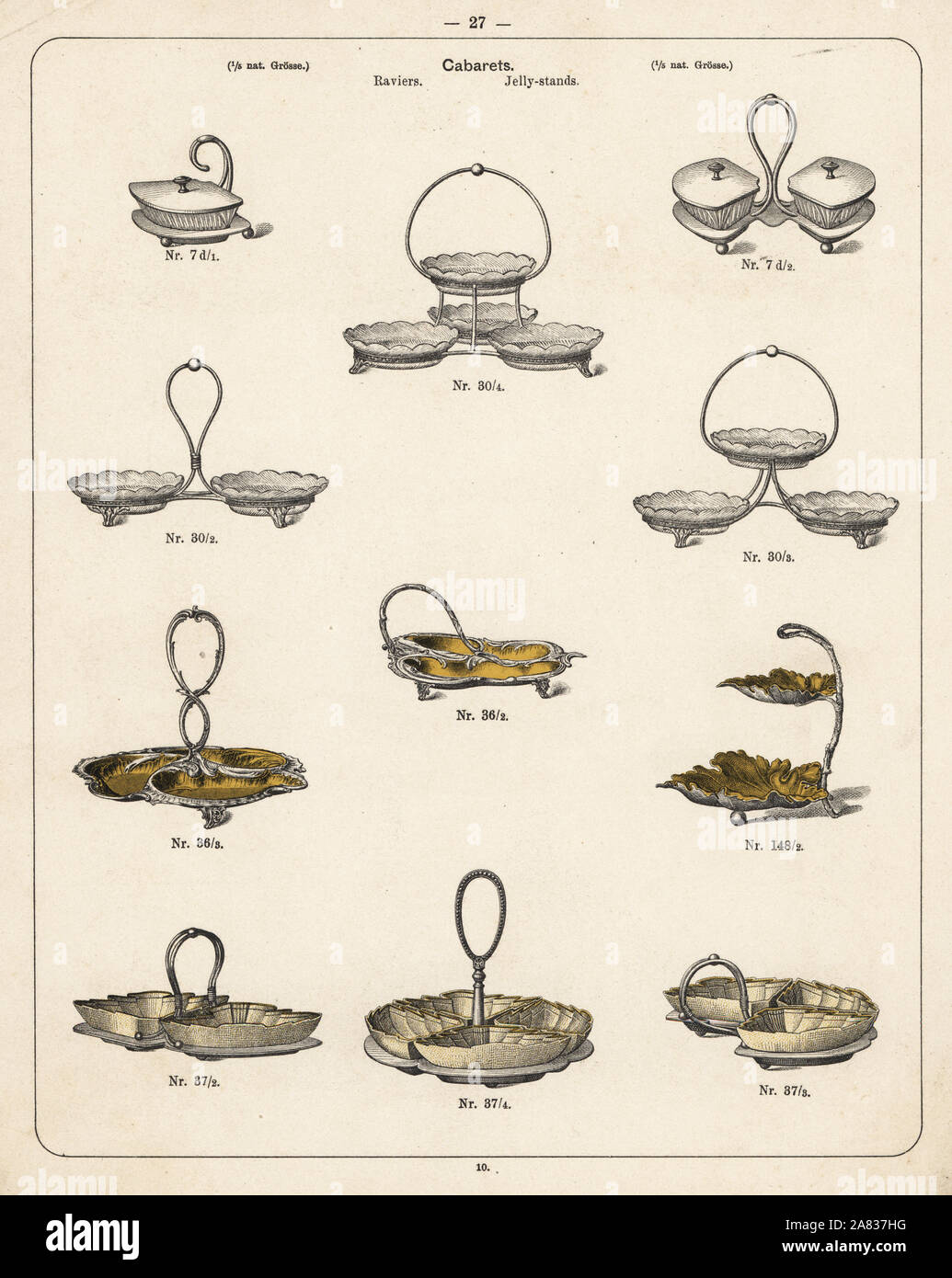 Jelly stands and servers. Lithograph from a catalog of metal products
