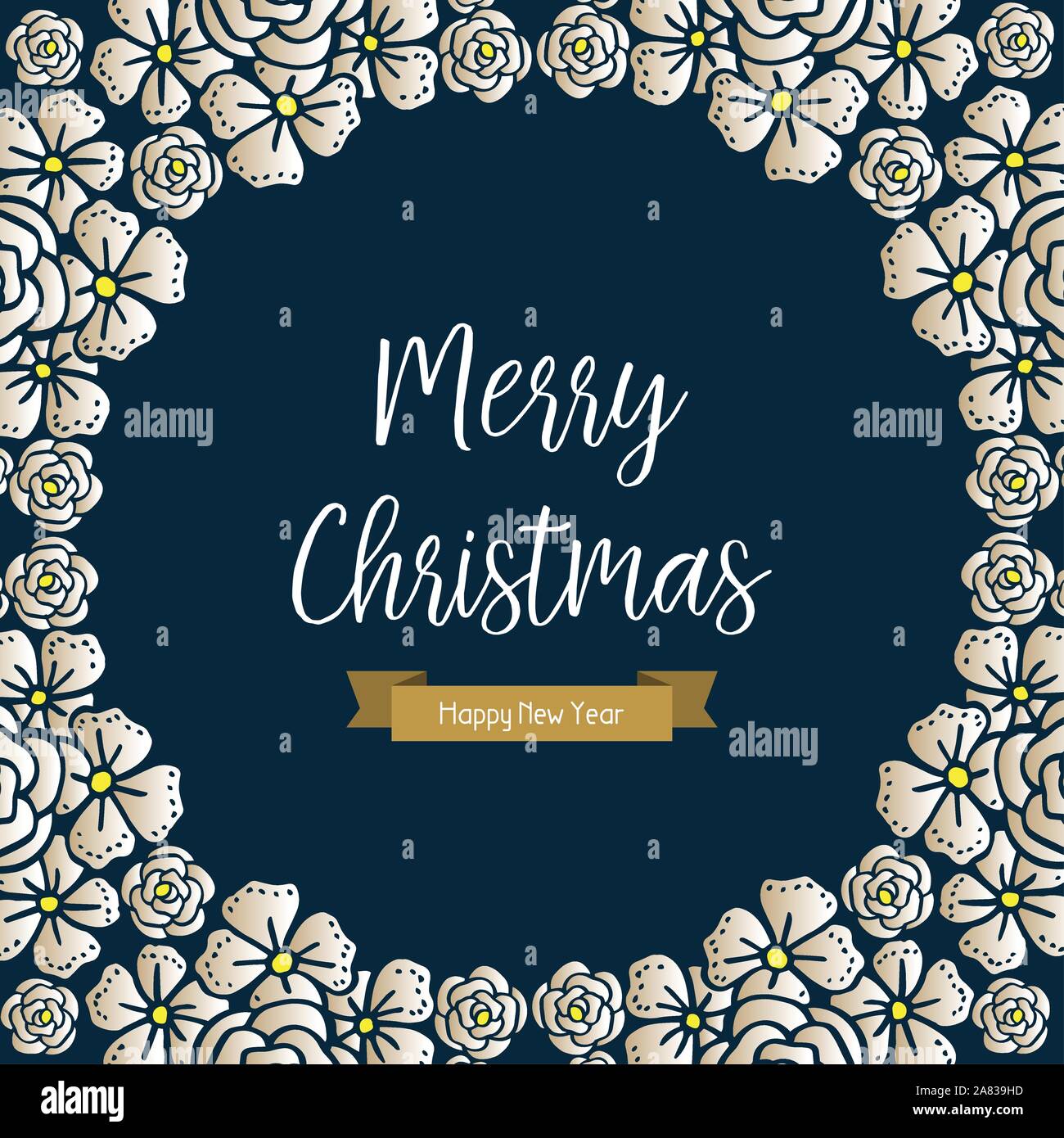 Greeting card template merry christmas and happy new year, with