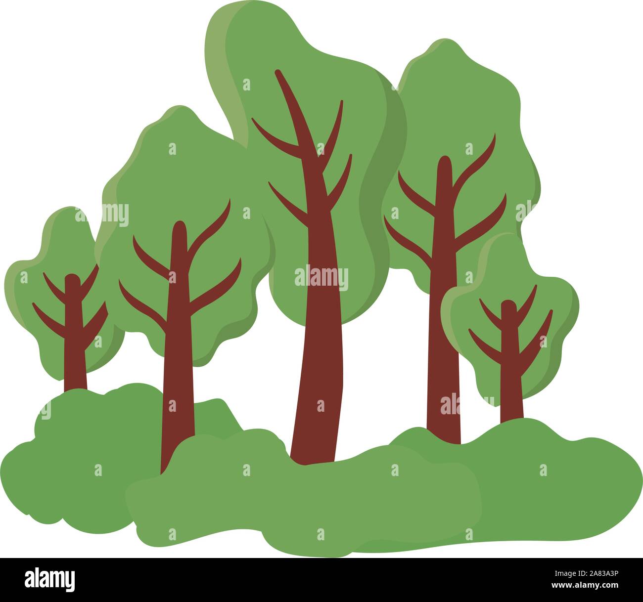 tree plants with landscape on white background vector illustration ...