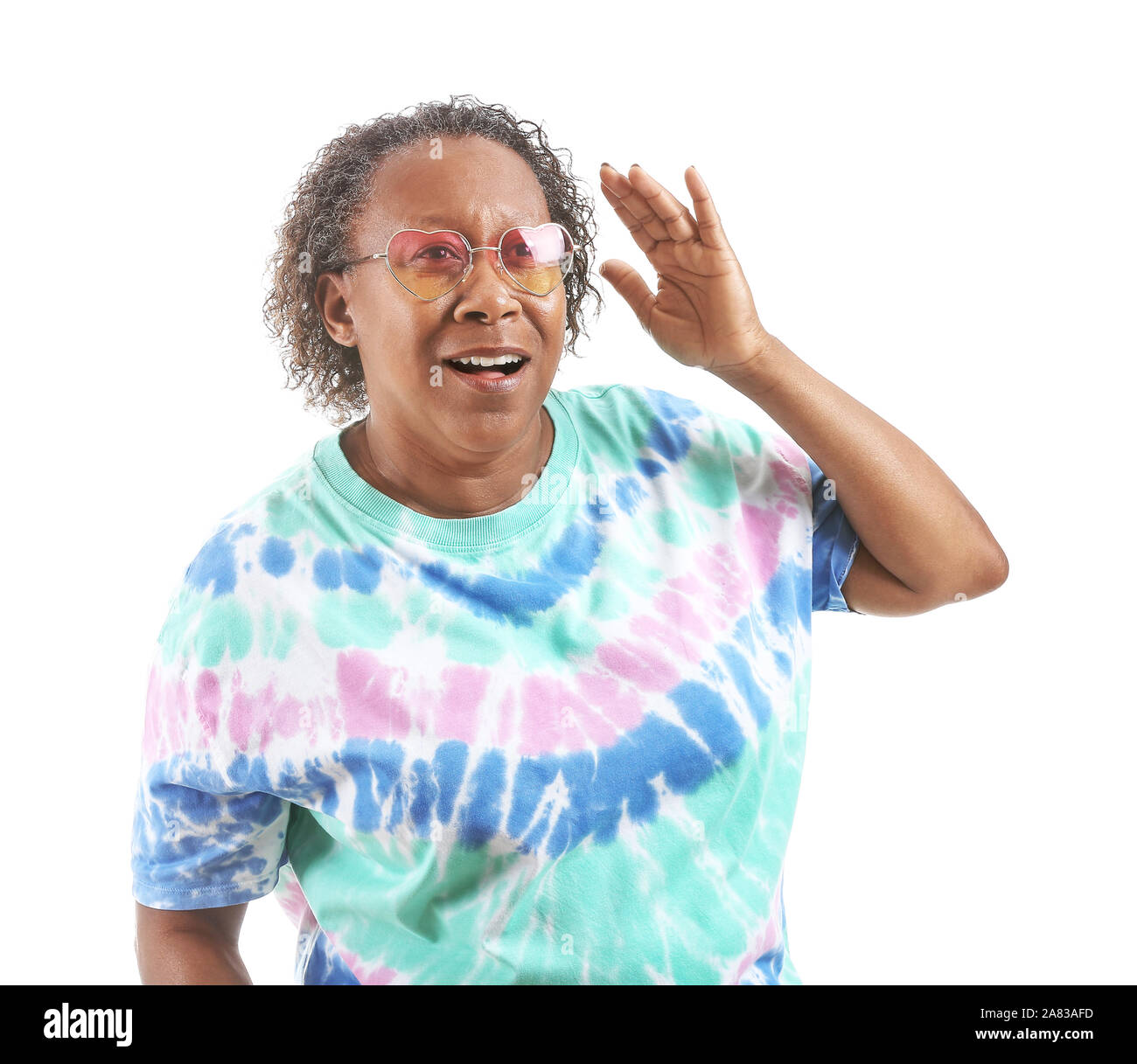 Portrait of African-American woman on white background Stock Photo - Alamy