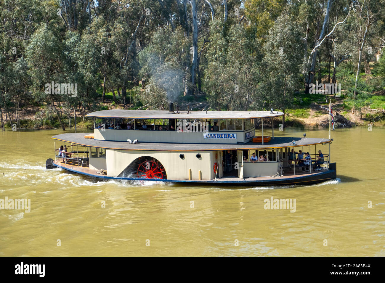 Echuca, Australia October 3, 2019 Paddle steamer Canberra sailing on
