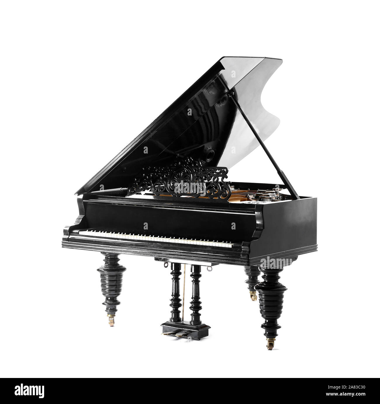 Black Grand Piano On White Background Stock Photo Alamy