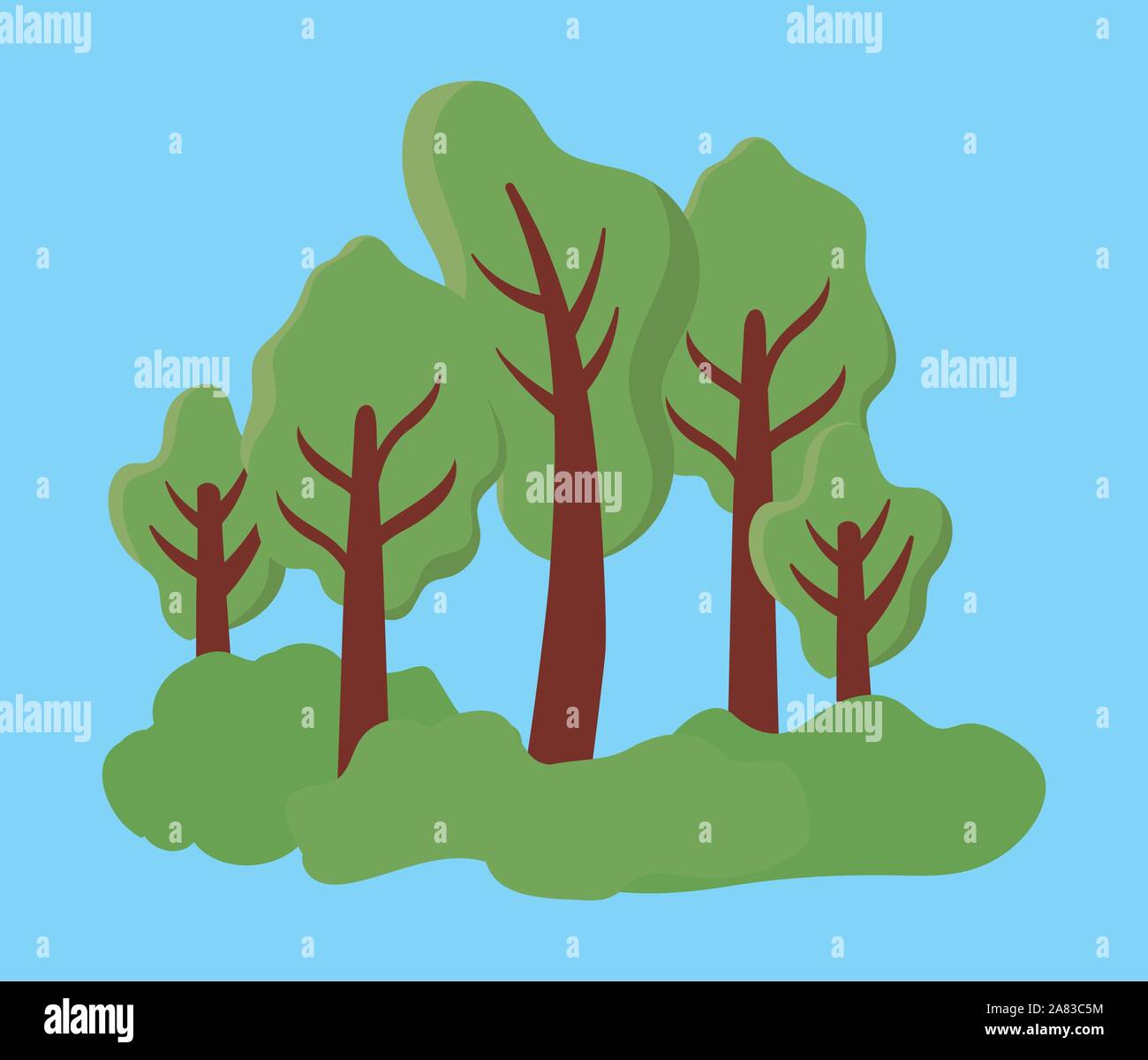 tree plants with background landscape vector illustration design Stock ...