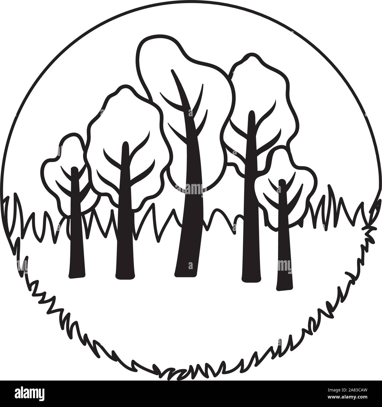 tree plants with landscape on white background vector illustration ...