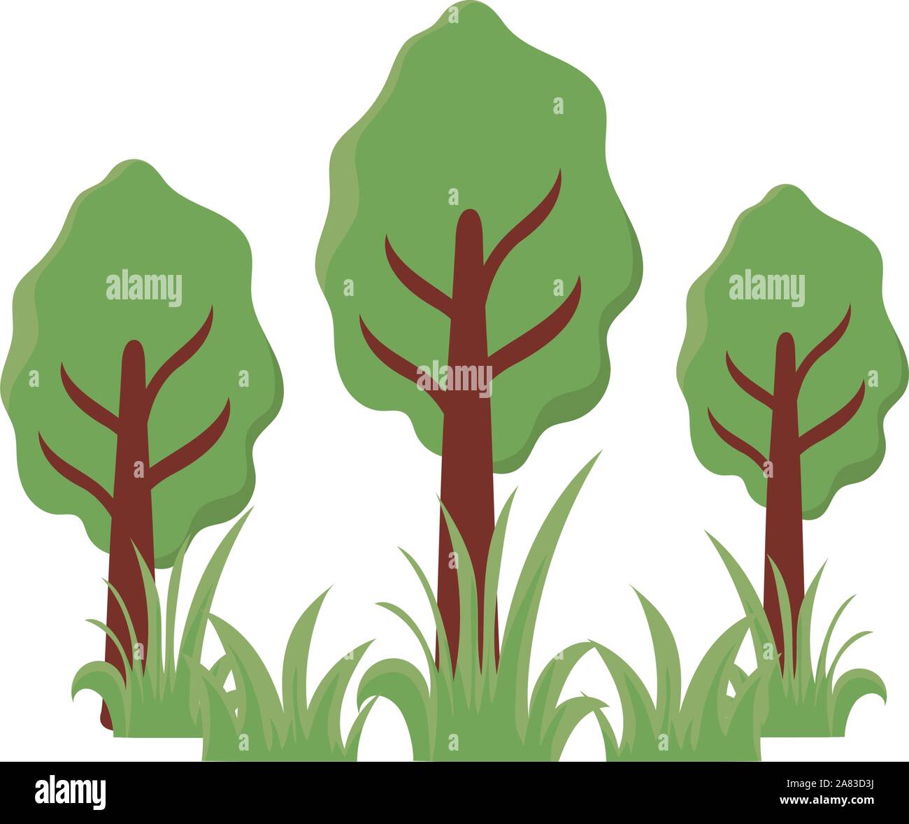 tree plants with landscape on white background vector illustration ...