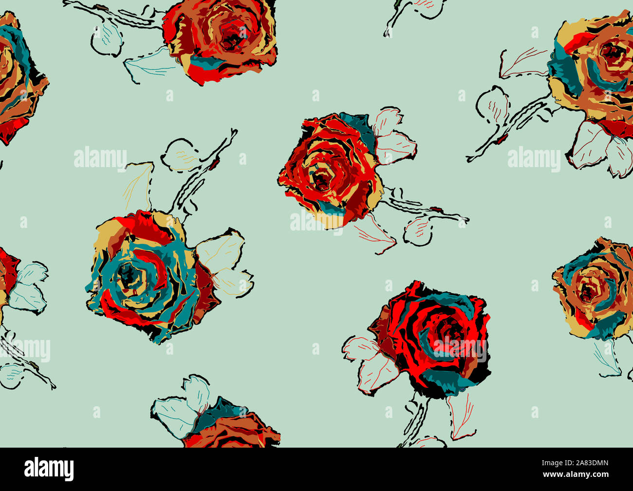 Beautiful Seamless multicolor rose pattern Stock Photo - Alamy