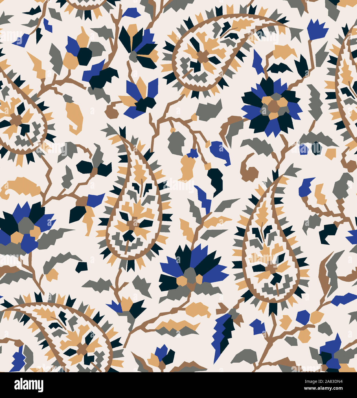 seamless Indian paisley motif background Stock Photo