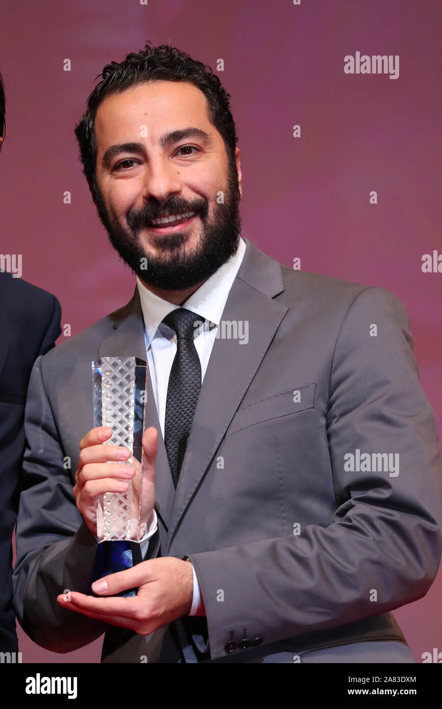 November 05, 2019. 05th Nov, 2019. Navid Mohammadzadeh, November 05, 2019 -  Navid Mohammadzadeh, speak after winning "Award for Best Actor" for the  film "Just 6.5 [Metri Shesh Va Nim]"during the 32nd
