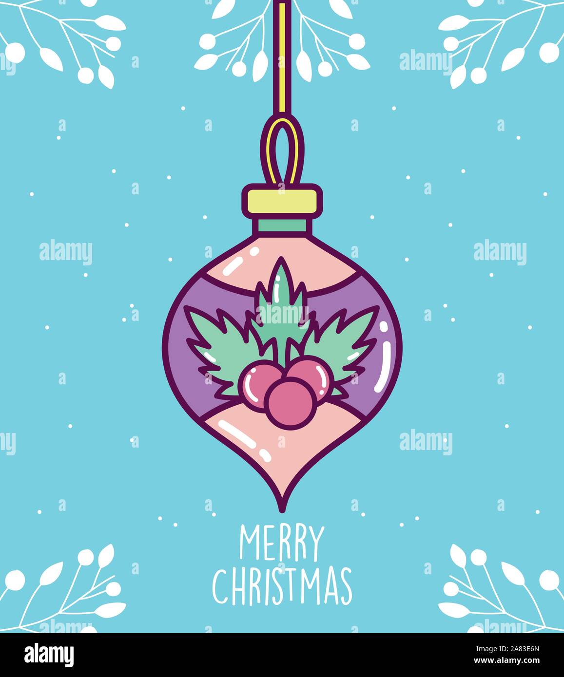merry christmas celebration decorative ball with flower vector ...