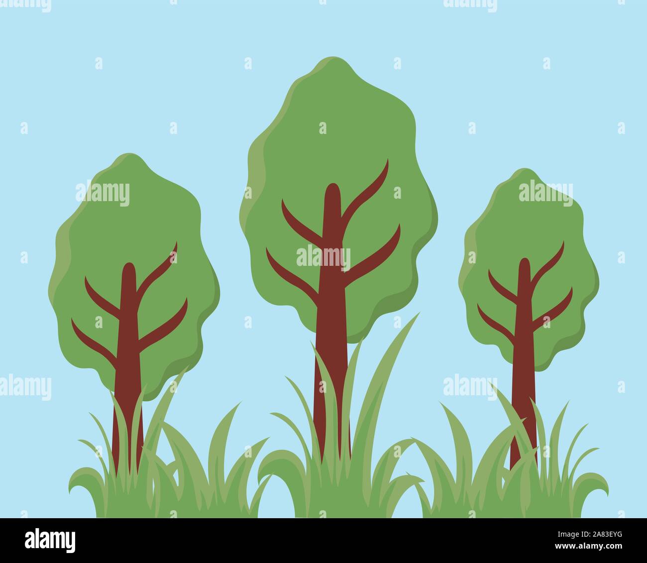 tree plants with background landscape vector illustration design Stock ...