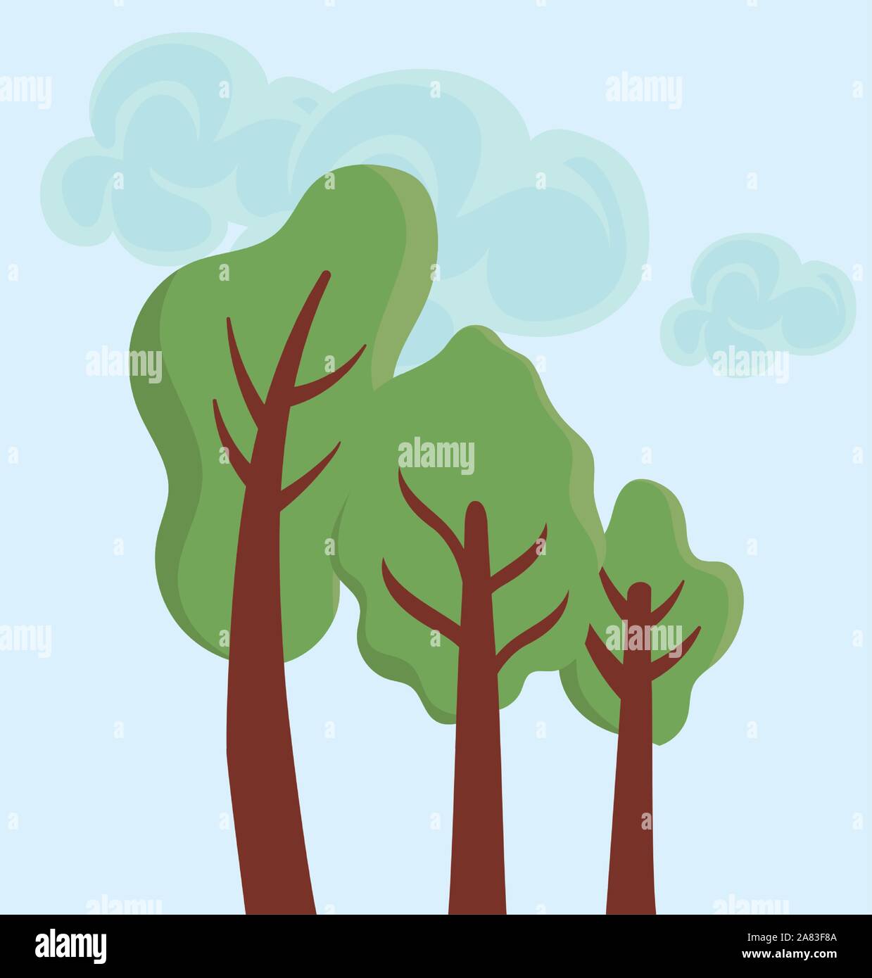 tree plants with background landscape vector illustration design Stock ...