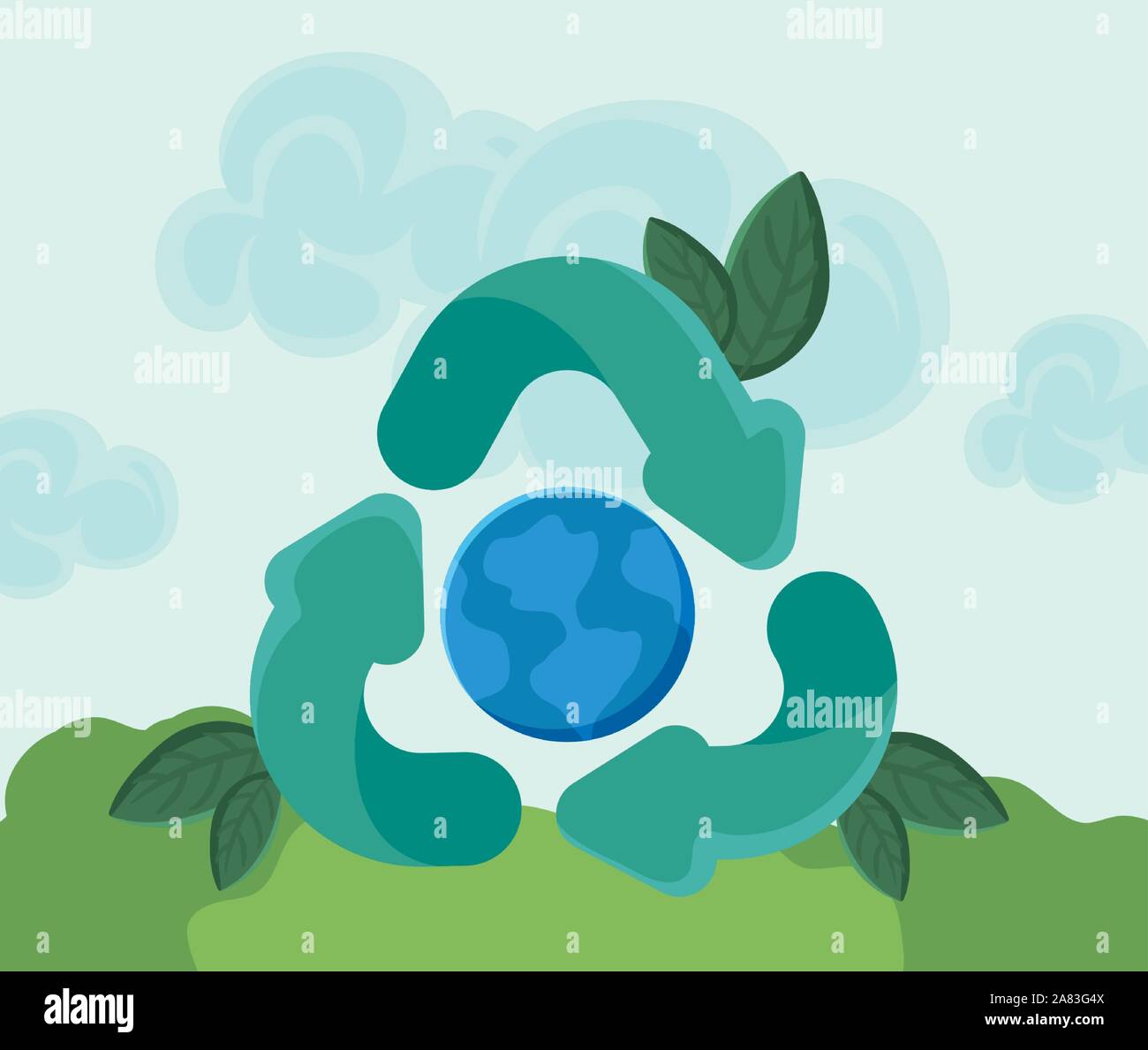 planet earth with renewable energy symbol vector illustration design ...