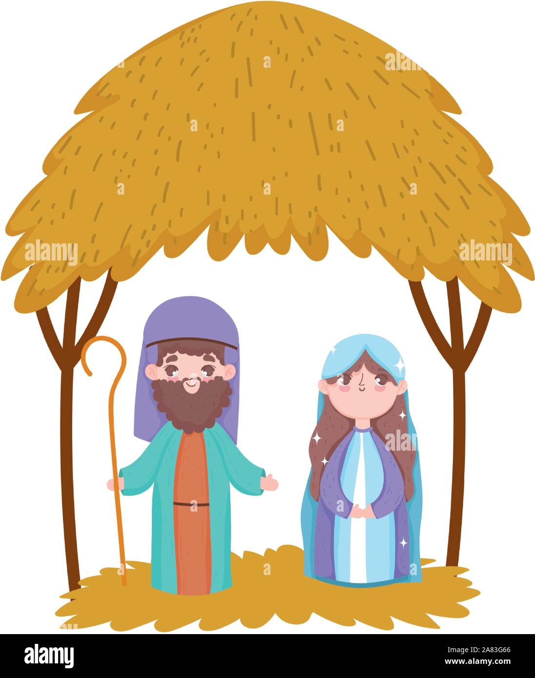joseph and mary hut desert manger nativity, merry christmas vector ...