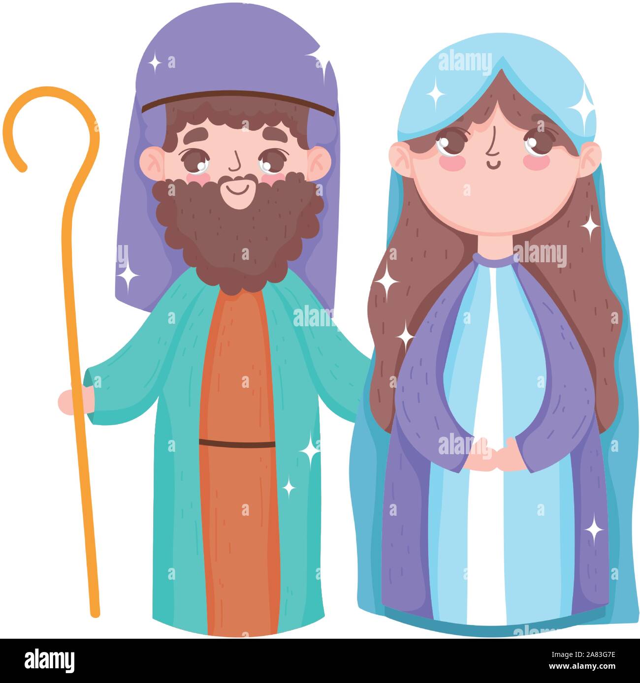 holy mary and joseph manger nativity, merry christmas vector ...
