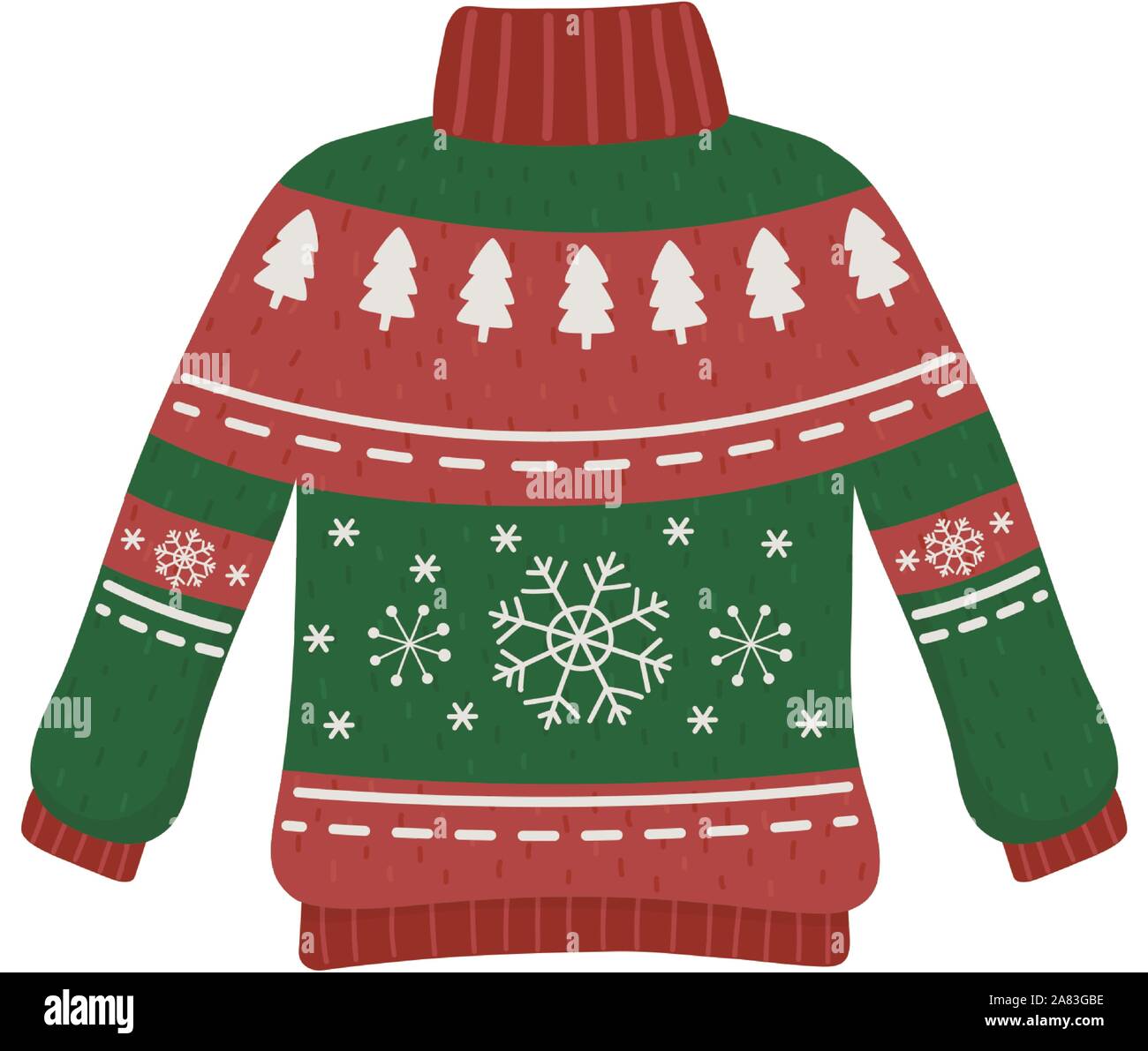 christmas red and green ugly sweater party decorative vector ...