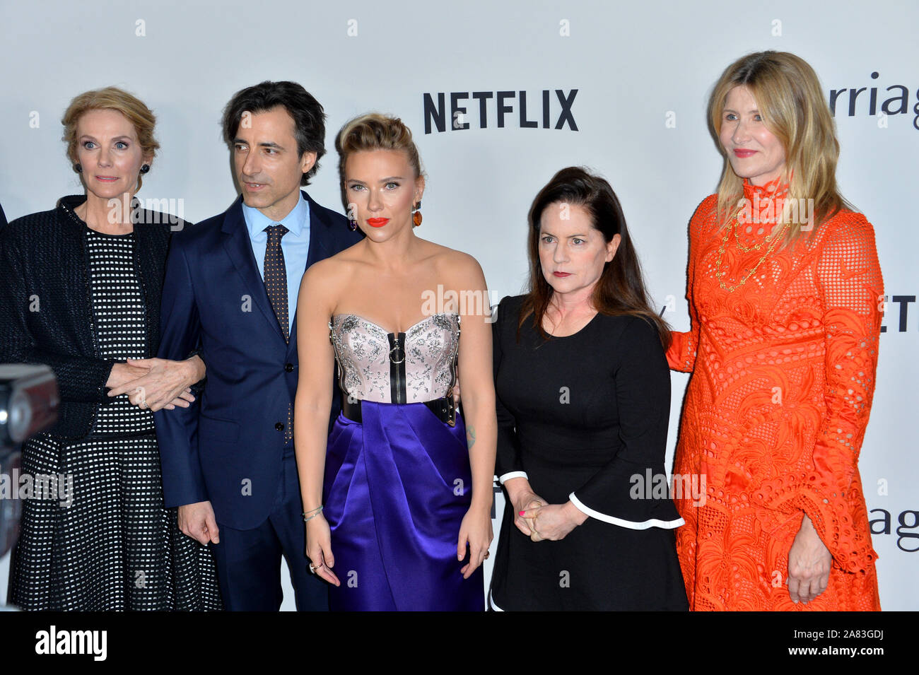 Los Angeles, USA. 06th Nov, 2019. LOS ANGELES, USA. November 06, 2019: Julie Hagerty, Noah Baumbach, Scarlett Johansson, Martha Kelly & Laura Dern at the premiere for 'Marriage Story' at the DGA Theatre. Picture Credit: Paul Smith/Alamy Live News Stock Photo