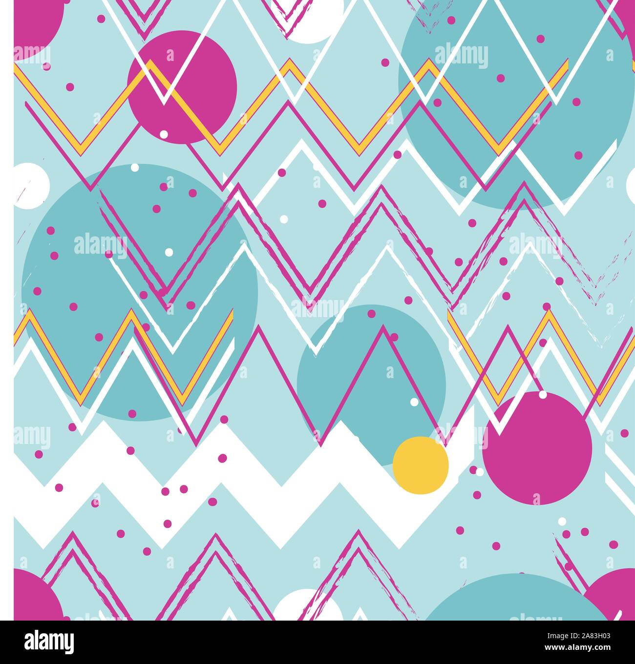 Chevron zig zag abstract with circles and dots, pastel, seamless vector surface pattern design Stock Vector