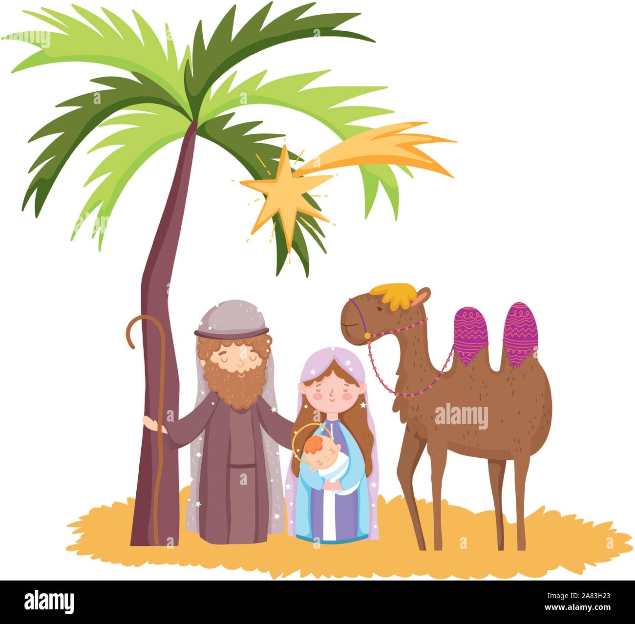 joseph mary baby jesus and camel palm desert manger nativity, merry ...