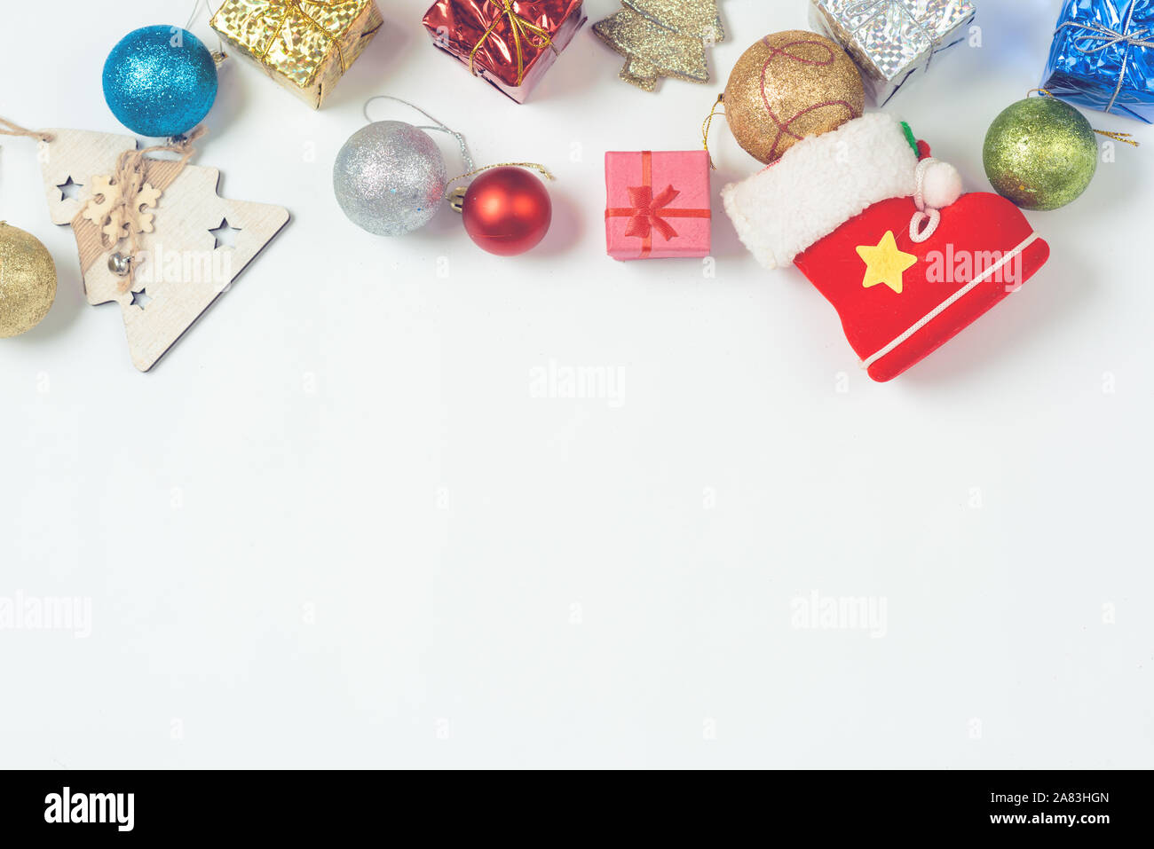 Beautiful Christmas decorations 2020 on a light background Stock Photo