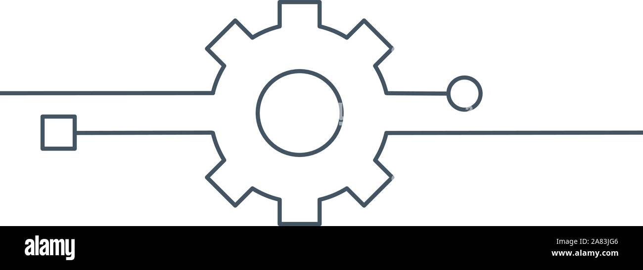 Function Technology logo. Linear Cog, gear icon. Stock Vector illustration isolated on white background. Stock Vector