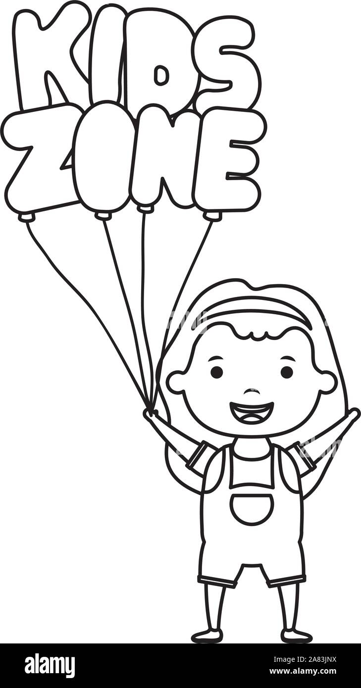 cute little girl with kids zone balloons helium character Stock Vector ...