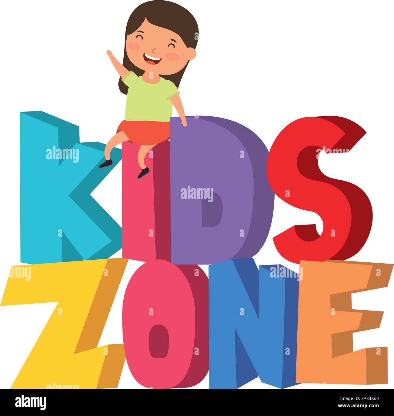 cute little girl with kids zone words Stock Vector Image & Art Alamy