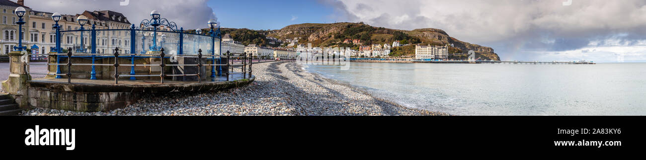 Panoramic view of the North Shore promenade at Llandudno on the North Wales coast Stock Photo