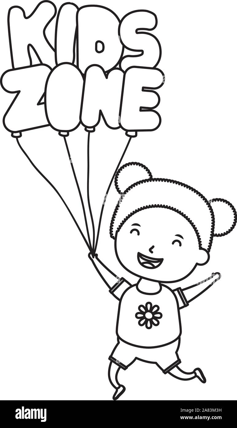 cute little girl with kids zone balloons helium character Stock Vector ...