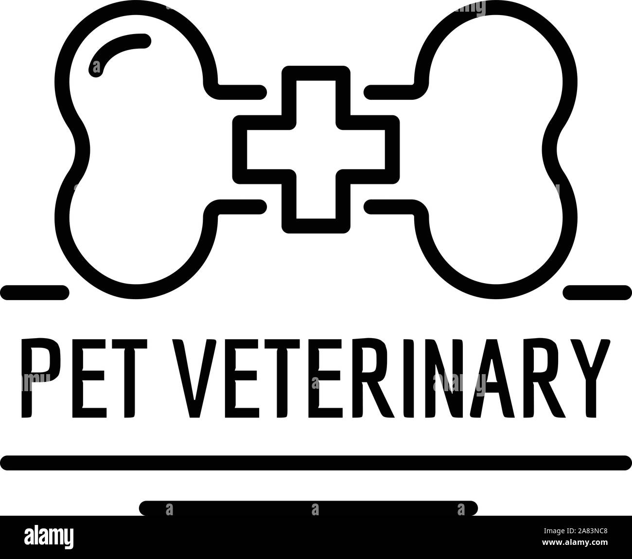 Pet veterinary logo, outline style Stock Vector