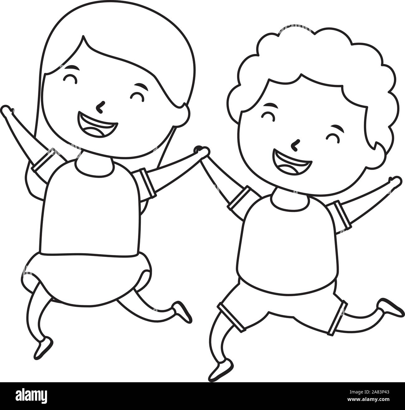 cute little kids couple comic characters Stock Vector Image & Art - Alamy