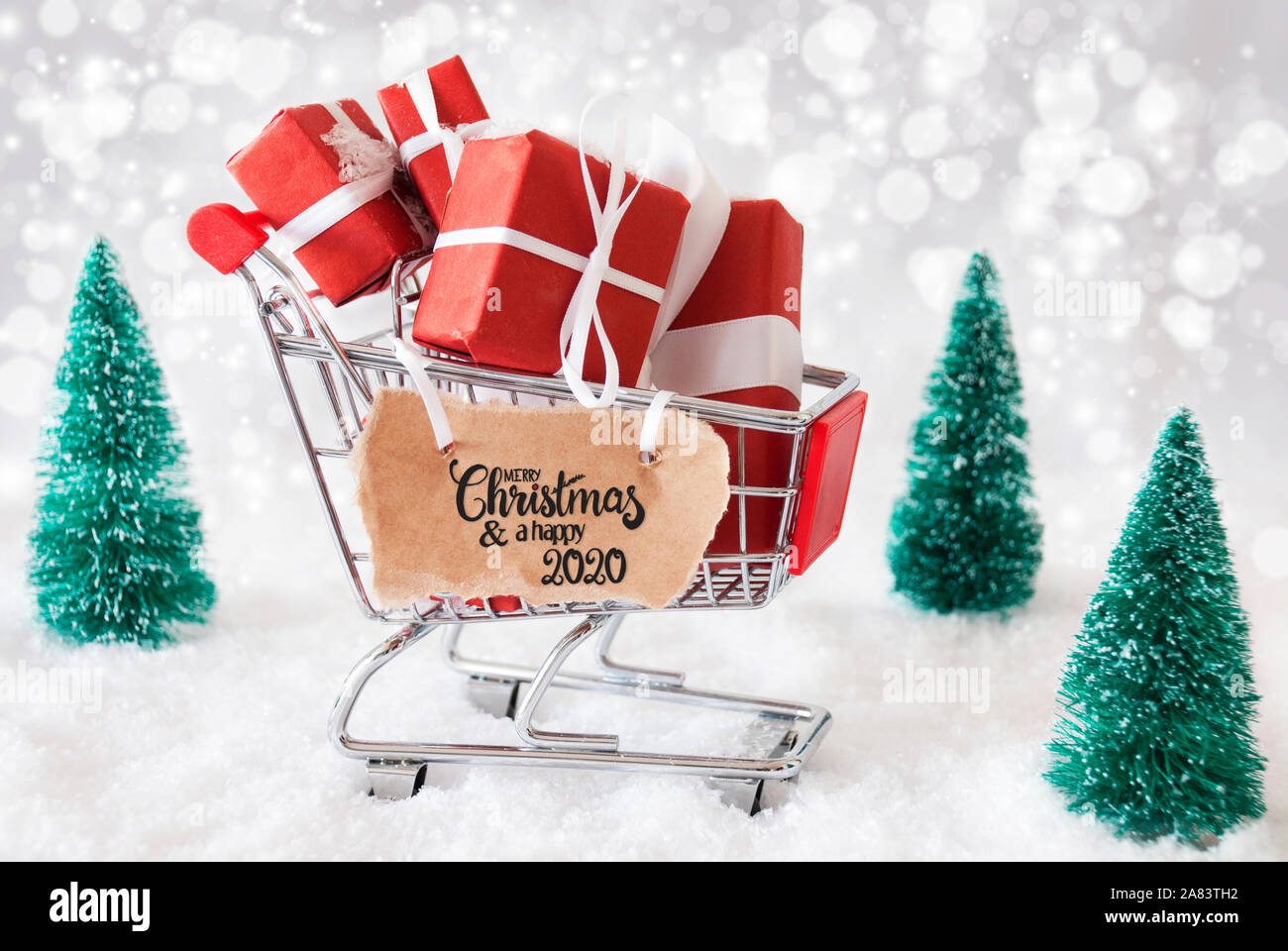 christmas shopping 2020 Shopping Cart Christmas Gift Snow Merry Christmas And A Happy 2020 Stock Photo Alamy christmas shopping 2020