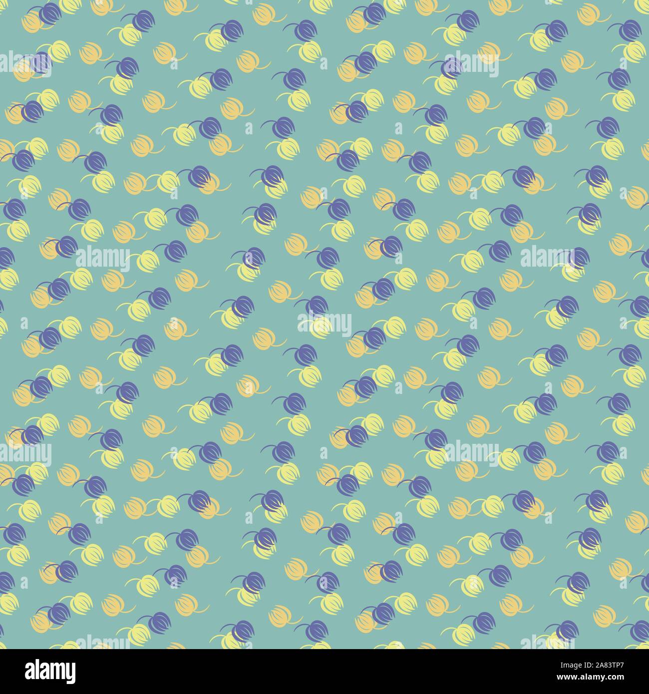 seamless vector pattern with lines o tulip shapes in blue and yellow colors Stock Vector