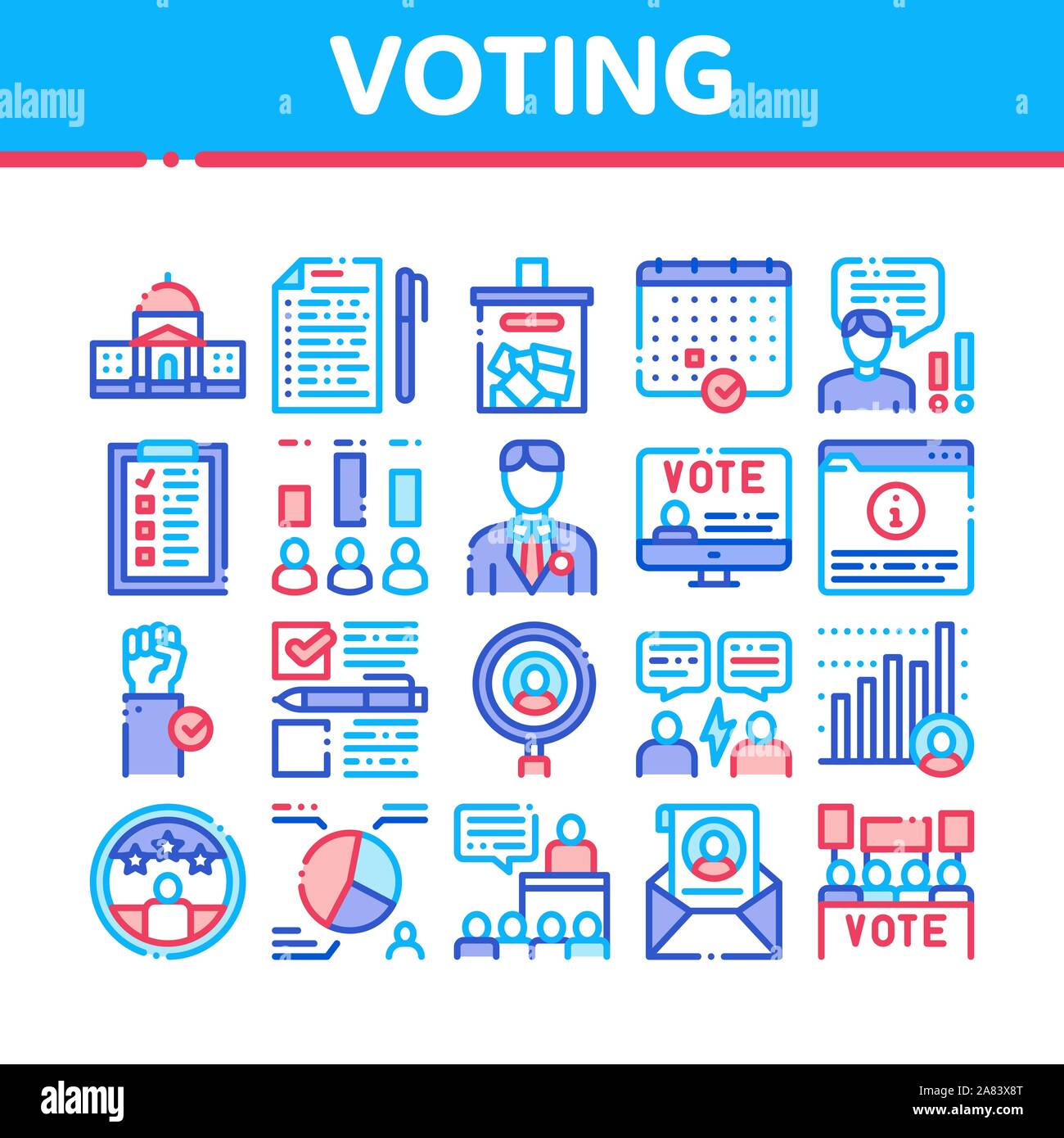 Voting And Election Collection Icons Set Vector Stock Vector Image ...