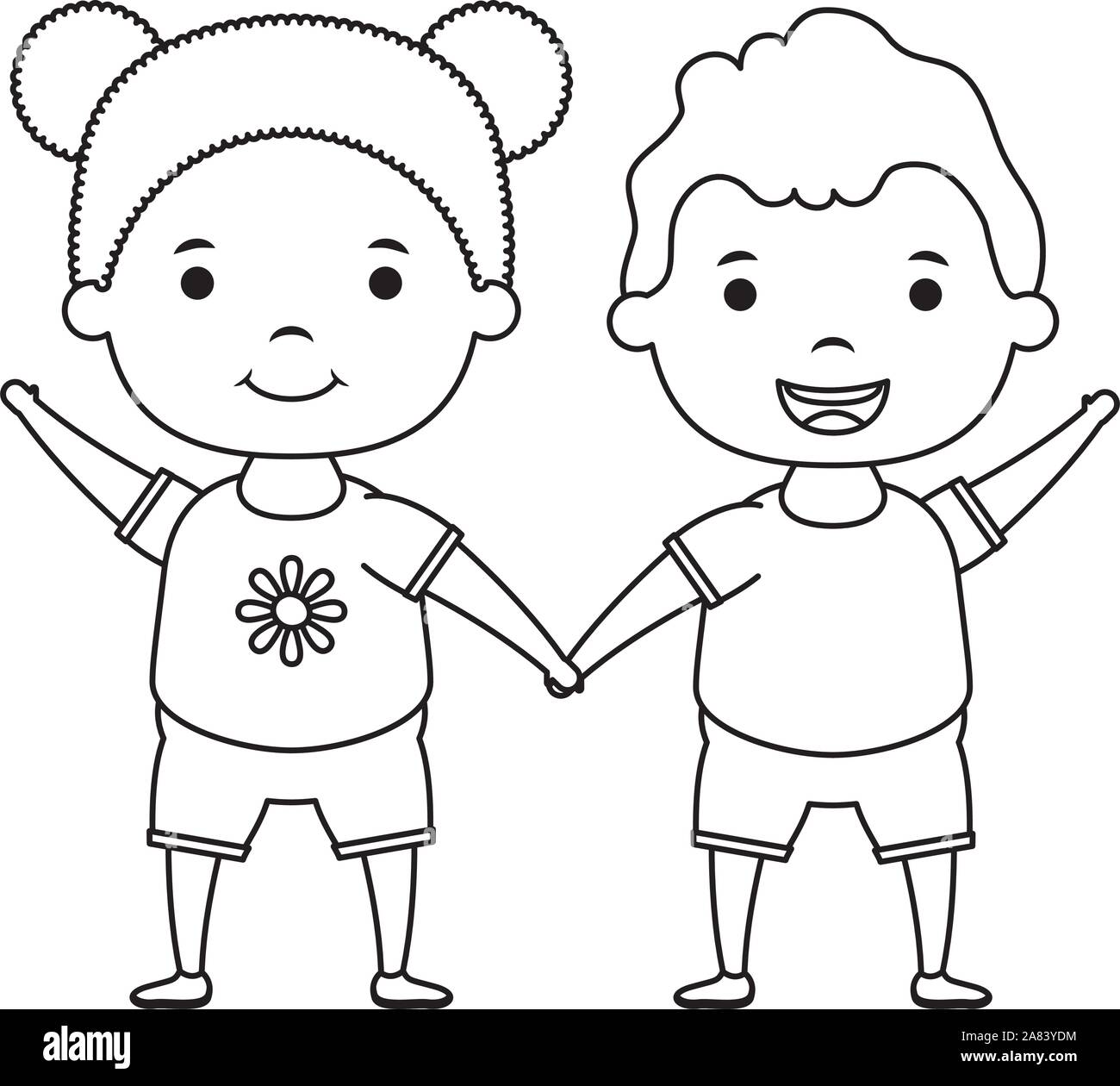 Cartoon Characters Boy Girl Black And White Stock Photos Images Alamy
