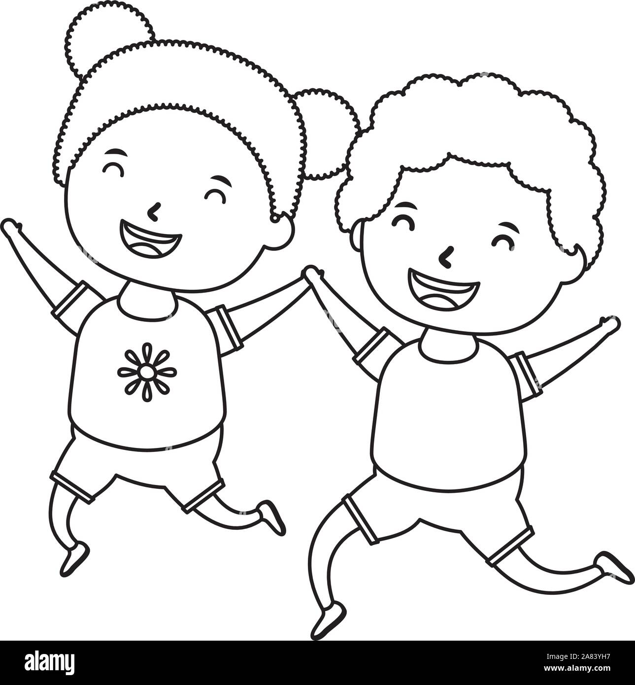 cute little kids couple comic characters Stock Vector Image & Art - Alamy