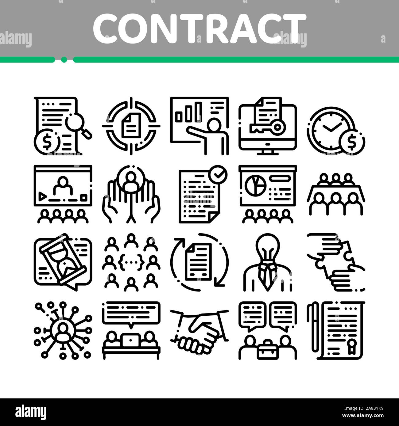 Contract Collection Elements Icons Set Vector Stock Vector Image & Art ...