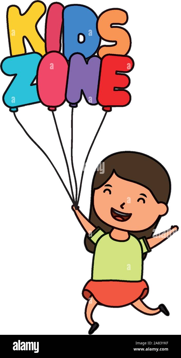 cute little girl with kids zone balloons helium character Stock Vector ...