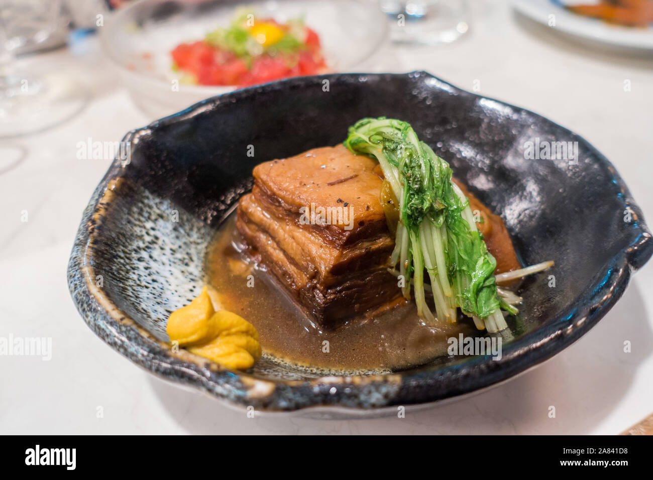 Osaka, Japan Braised pork belly served at restaurant Stock Photo Alamy