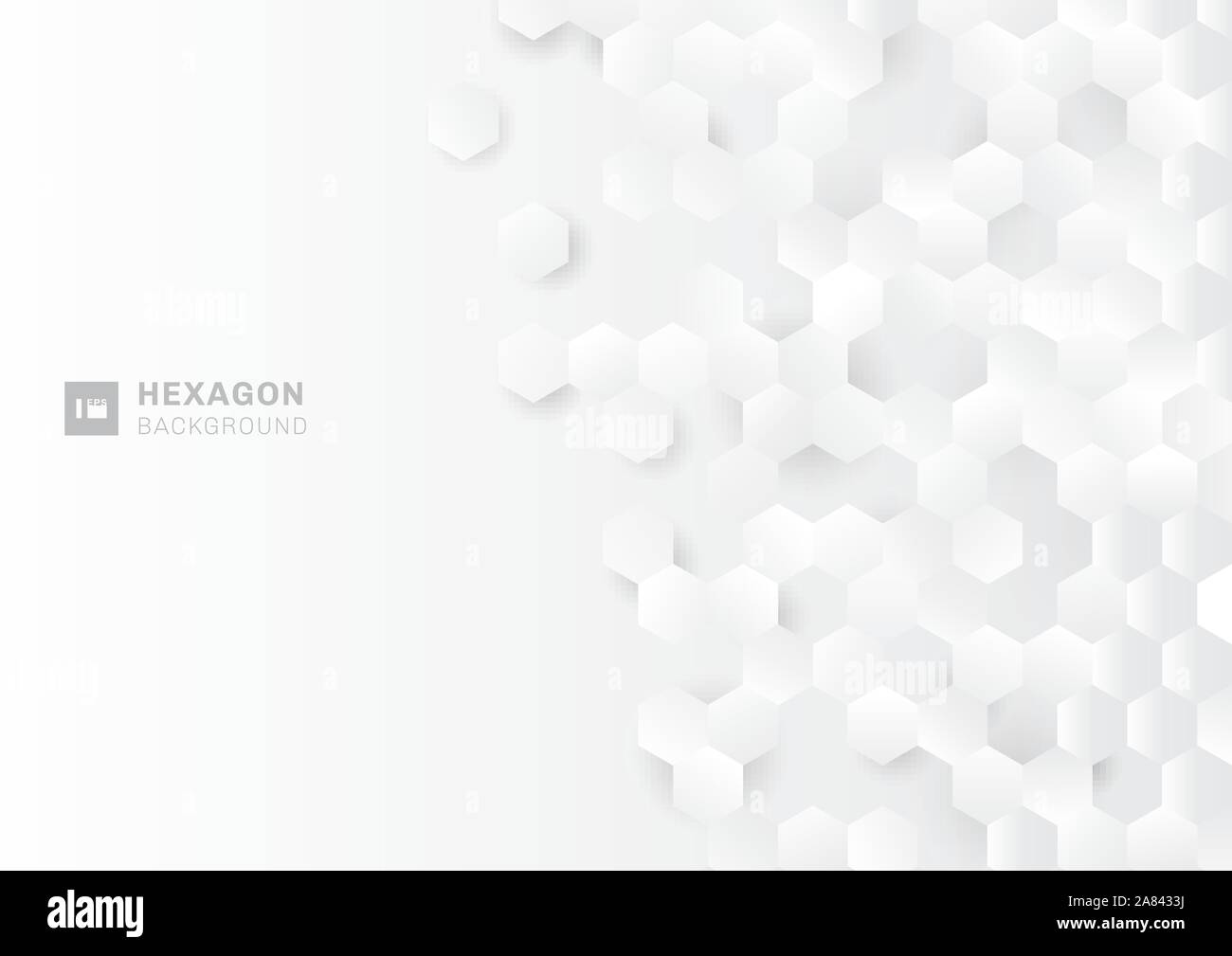 Abstract paper style hexagon pattern on white Background with light and shadow. Vector illustration Stock Vector