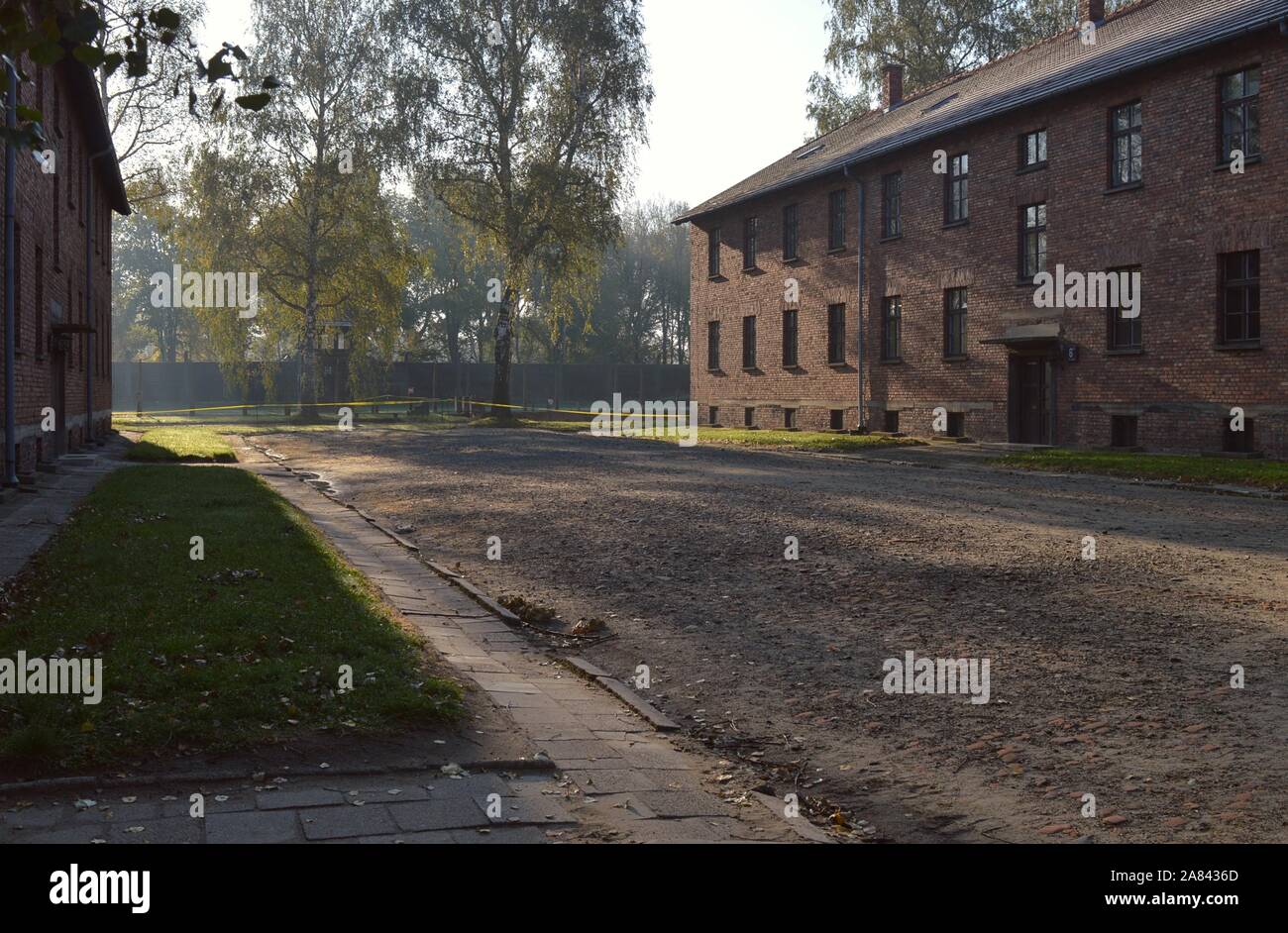 Architecture of Auschwitz concentration camp in Poland Stock Photo
