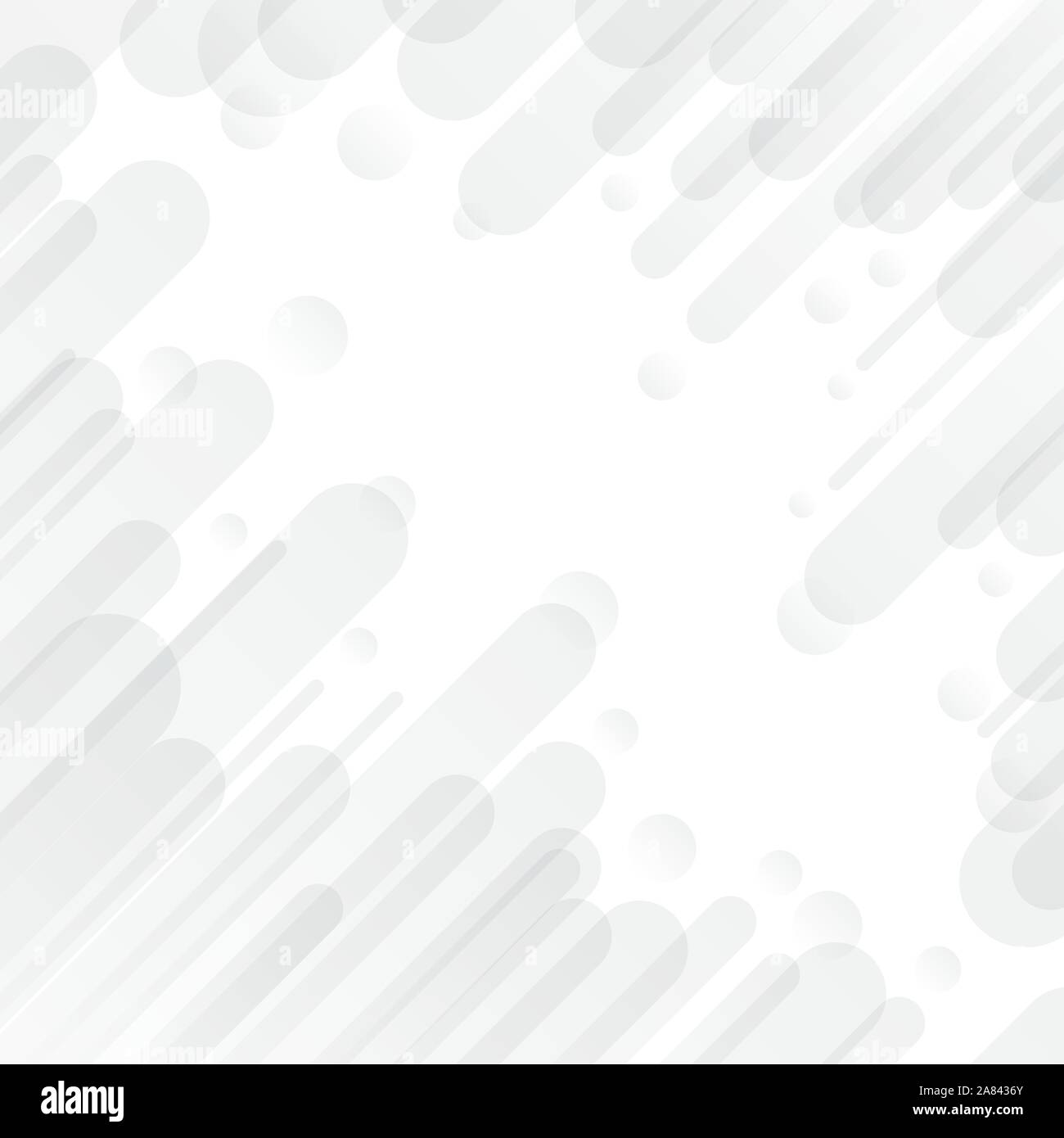 Abstract geometric rounded gray diagonal dynamic overlapping on white background. Minimal motion design. Vector illustration Stock Vector
