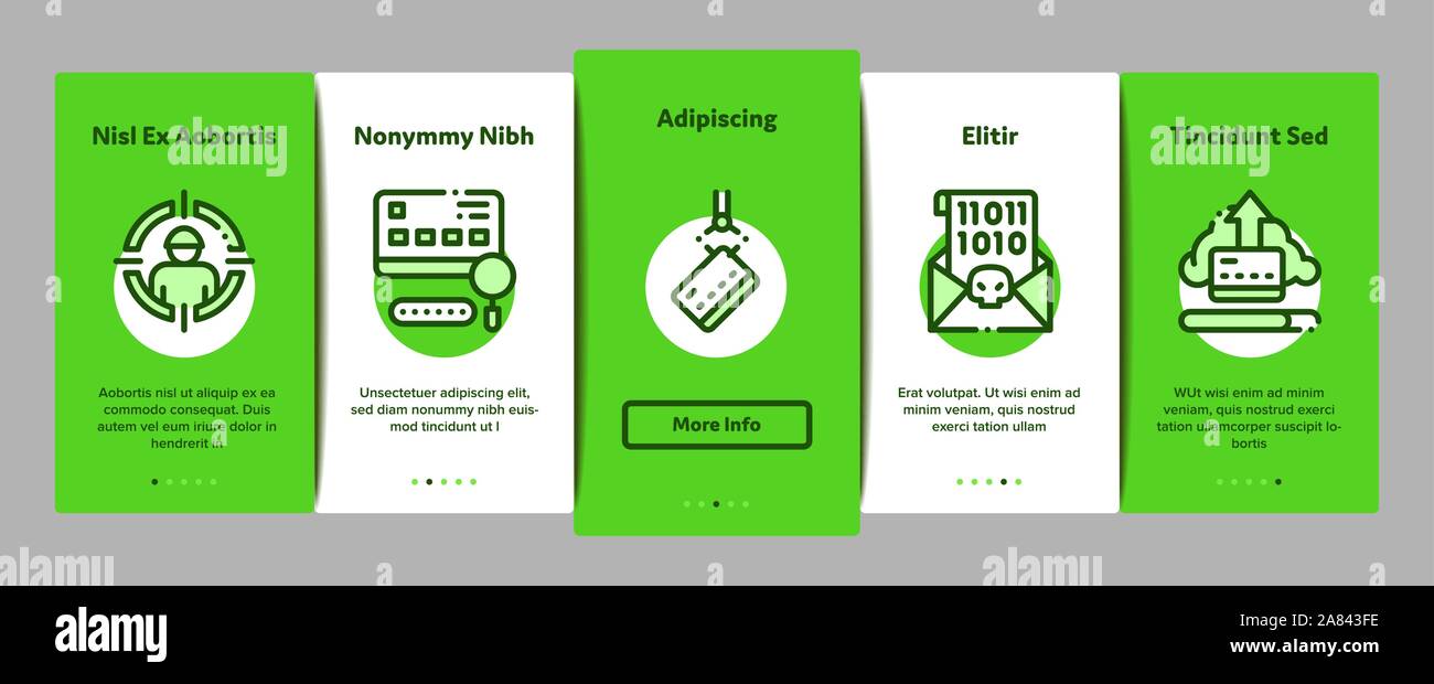 Carder Hacker Onboarding Elements Icons Set Vector Stock Vector