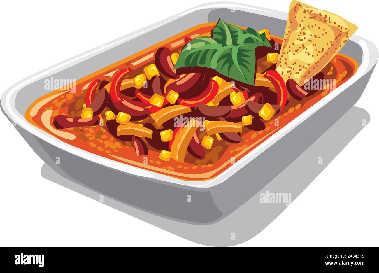 illustration of chilly spicy con carne dish Stock Vector