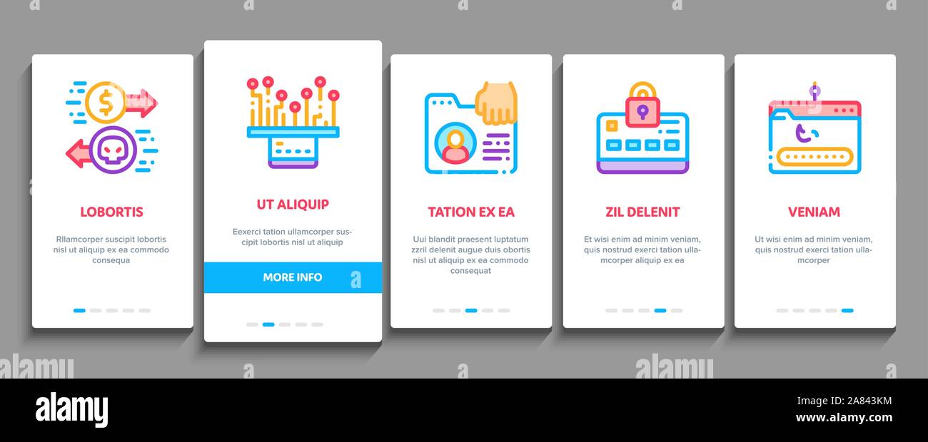 Carder Hacker Onboarding Elements Icons Set Vector Stock Vector